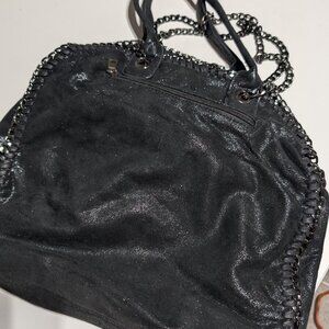 Black Shimmering Shoulder Bag W/Silver Hardware, Very Nice Bag